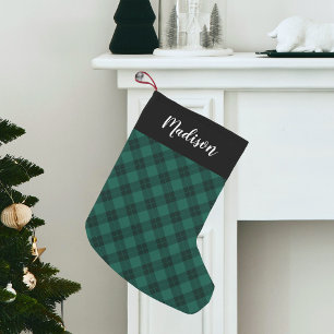 Meia De Natal Pequena Xadrez Verde Elegante Personalizado
