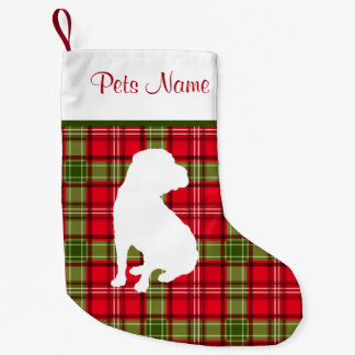Meia De Natal Pequena Xadrez vermelha & verde da raça feita sob