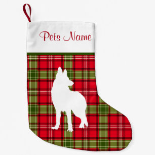Meia De Natal Pequena Xadrez vermelha & verde da raça feita sob