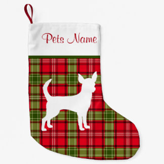 Meia De Natal Pequena Xadrez vermelha & verde da raça feita sob