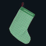 Meia De Natal Pequena Xadrez Vintage Green e White Gingham Personalizada<br><div class="desc">Xadrez Vintage Green e White Gingham - Stocks personalizados de Natal</div>