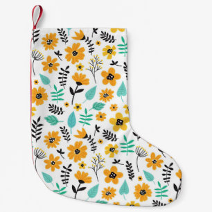 Meia De Natal Pequena Xmas Gift Bonito Mão Cortada Floral Desenhada Col
