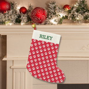Meia De Natal Pequena Xmas personalizado da pata do cão ou do gato