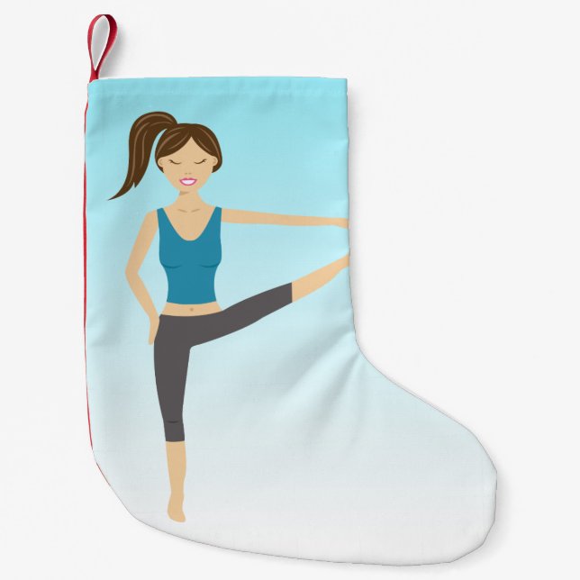 Meia De Natal Pequena Yoga Girl In Extended Hand To Toz (Frente)