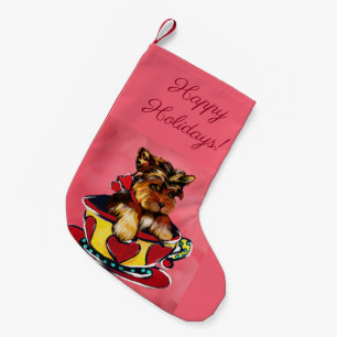 Meia De Natal Pequena Yorkie Poo