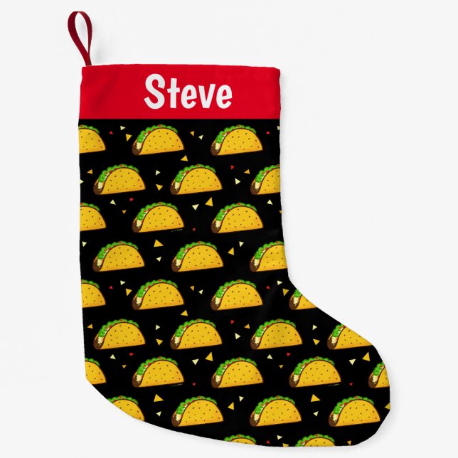 Meia De Natal Pequena Yummy Taco Pattern (Frente)