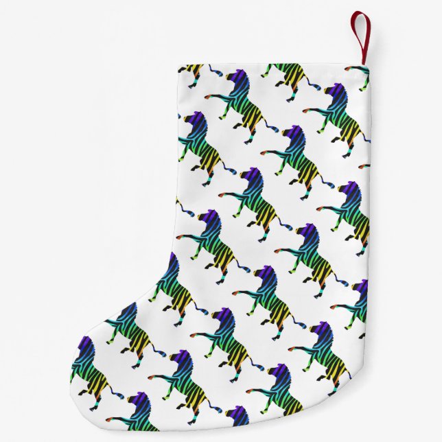 Meia De Natal Pequena Zebra Black e Rainbow Silhouette (Verso)