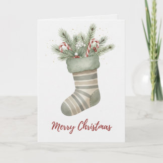 Meia de Natal Vintage com Cartão de Bengalas