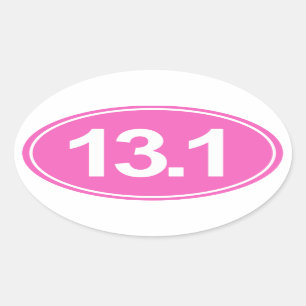 Meia maratona 13,1 milhas de etiqueta oval (rosa)