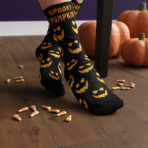 Meia Preta de Abóbora de Halloween Jack O Lantern