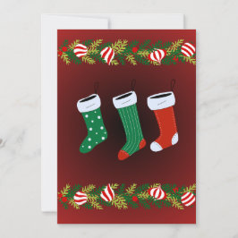 Meia Vermelha Pendurada Personalizada Cartão de Na