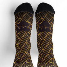 Meias com Estampa Chic Gold Linework – Adicione Se