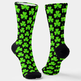 Meias com Estampa Total de Trevo de Neon Verde