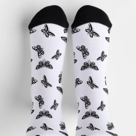 Meias com padrão de mariposa