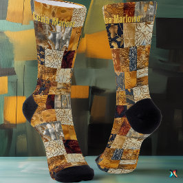 Meias de Arte com Remendo Dourado – Design Elegant