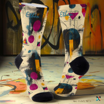 Meias de arte em movimento em magenta, amarelo e l