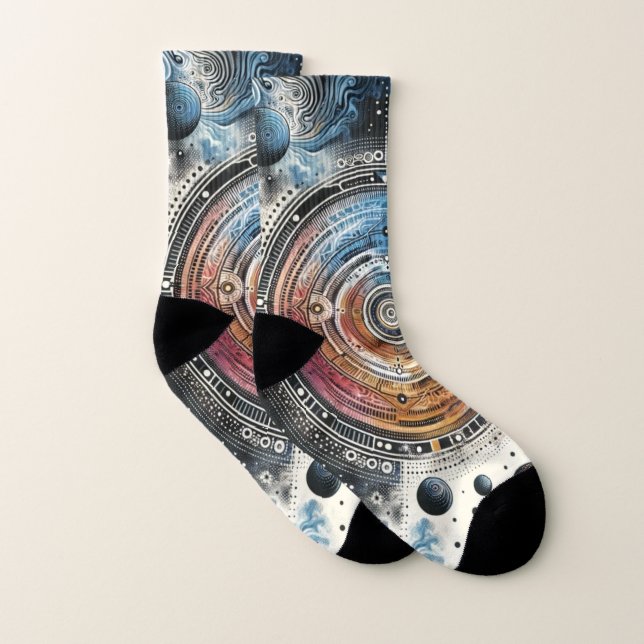 Meias de Arte Espacial Mandala Cósmica (Par)
