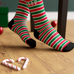 Meias de Natal Listradas de Vermelho e Verde