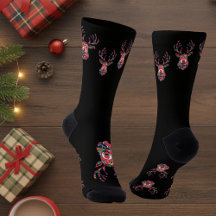 Meias de Natal Pixel Reindeer Ugly Sweater