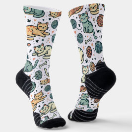 Meias de Padrão de Gato Giro - Design Felino Adorá