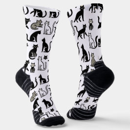 Meias de Padrão de Gato Preto Cozy