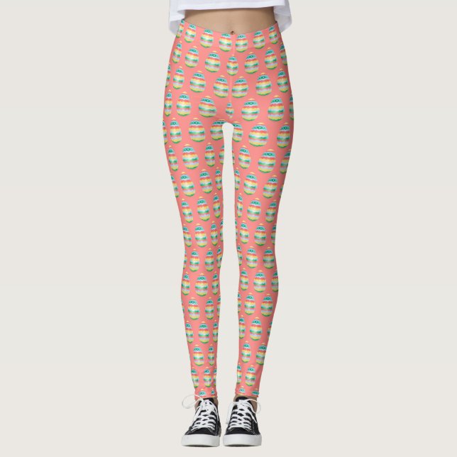 Meias de Páscoa Calças Legging Ovo de Páscoa Perso (Frente)