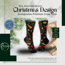 Meias de tripulação com design de Natal vermelho,