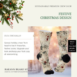 Meias de tripulação com design festivo de Natal