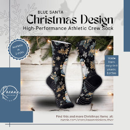 Meias Esportivas Natal Papai Noel Azul