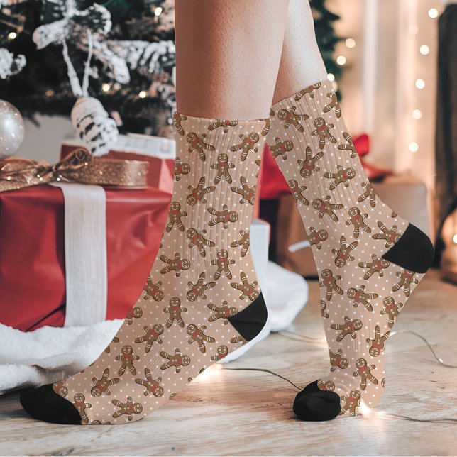 Meias Homem de Biscoito de Gengibre Marrom de Bolinhas d (Criador carregado)