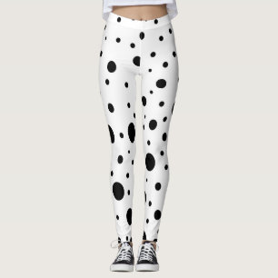 Meias Legging Divertidas com Pontos Pretos em Bran