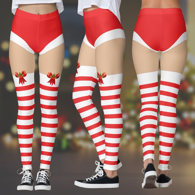 Meias Leggings de Natal Listradas Sedutoras (Festive Fun: Striped Christmas Stockings Leggings 🎄🎁)