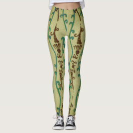 MEIAS LEGGINGS VERDES COM ESTAMPADO DE BLOCO DE MA