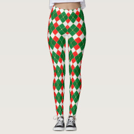 Meias Leggings Xadrez Vermelhas E Verdes