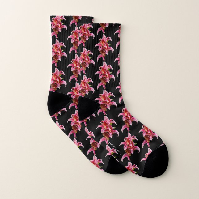 Meias Lírios Orientais Rosa Elegante (Par)