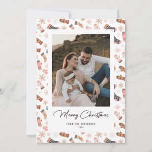 Meias Luvas Flocos de Neve Cartões de Natal Fotog