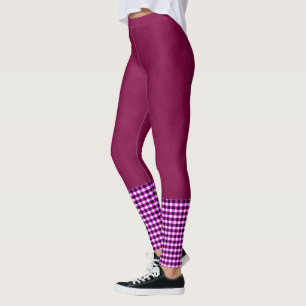Meias Magenta Denim E Tartan, Leggings