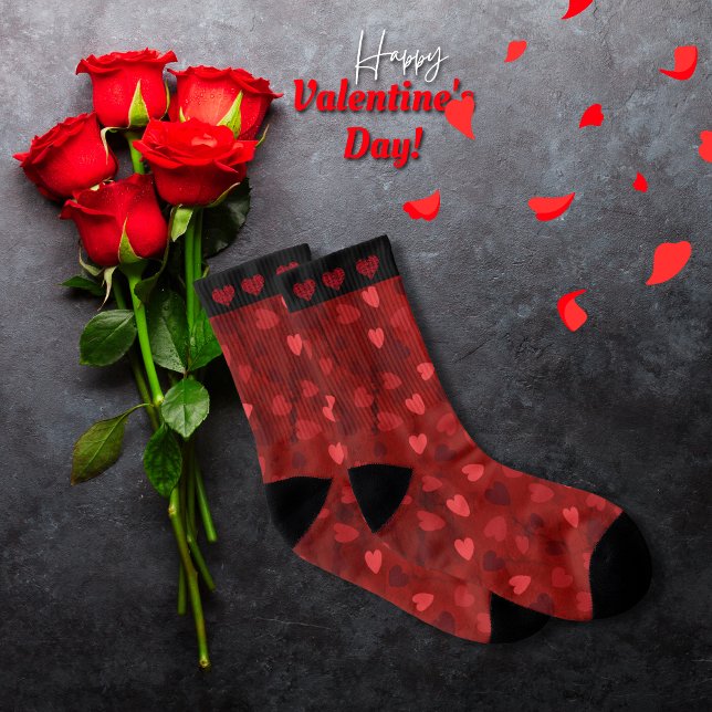 Meias Multi-Corações Vermelho namorados (Valentine Red Multi Hearts Socks)