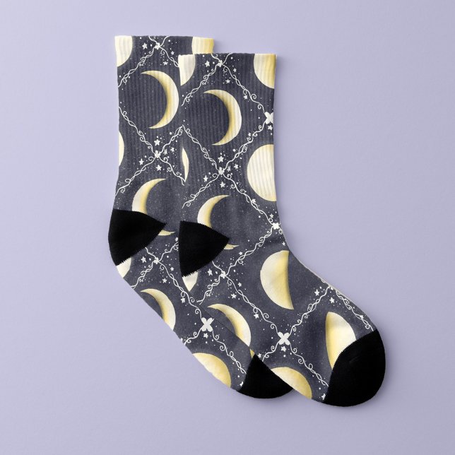 Meias Padrão de Fases da Lua Celestial (Moon Phases Socks)