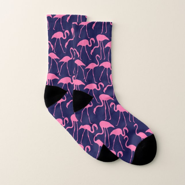 Meias Padrão de Flamingos de marinho e Rosa (Par)