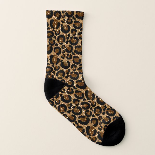 Meias Padrão de Impressão de Leopard de Leopard de Glitt (Direita - exterior)