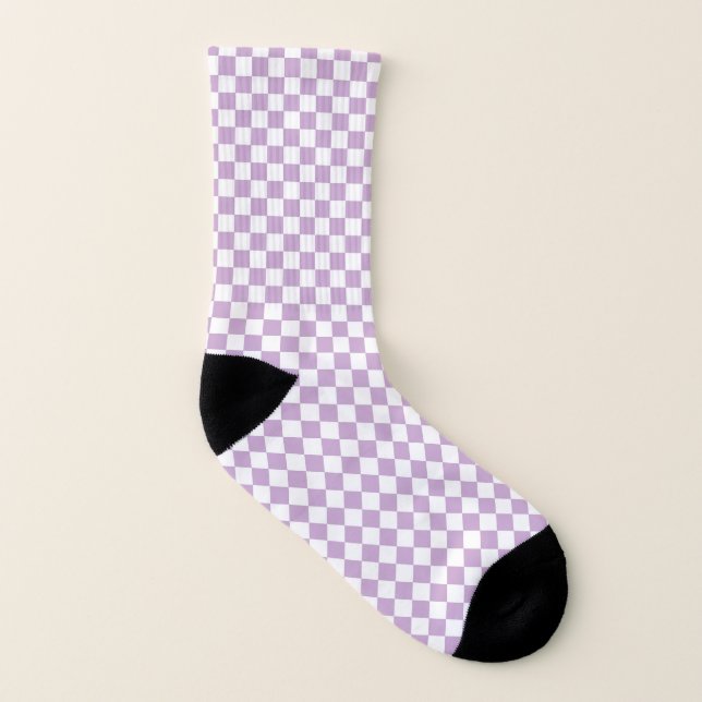 Meias Padrão de Verificação Roxo e Branco (Esquerda - Interior)