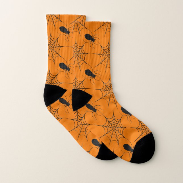 Meias Padrões de teia e aranha do Halloween (Par)