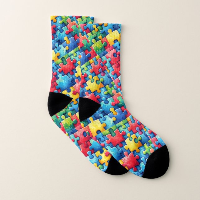 Meias Quebra-cabeça de Consciência Autismo (Par)