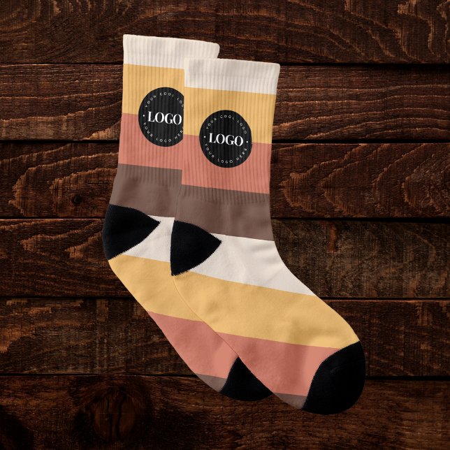 Meias Retro Stripes Logotipo Personalizado da Empresa 60 (Criador carregado)