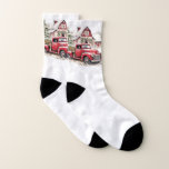 Meias Watercolor Christmas Vintage Truck and Barn<br><div class="desc">Vintage de natal com aquarelas Caminhão e Meias de celeiro > Mulheres > Vestuário > Meias e roupa interior > Meias</div>