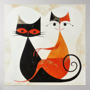 Meio século Art Cat Duo Impressão