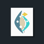 Meio século de arco de boomerang 11" x Canvas de 1<br><div class="desc">Esta bela arte de canvas abstrato moderna apresenta arcos de bumerangue e formas de triângulo numa combinação de cores populares no século 20 médio - azul-turquesa,  azul-marinho,  bronzeado e ouro. Isso vai fazer uma adição encantadora ao seu retrato chamado lar.</div>