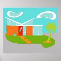 Meio século de Cartoon House Moderno de Poster