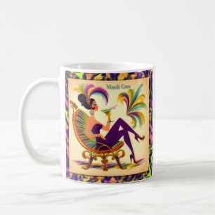 Meio século Mardi Gras Mulher Com Uma Caneca Marti